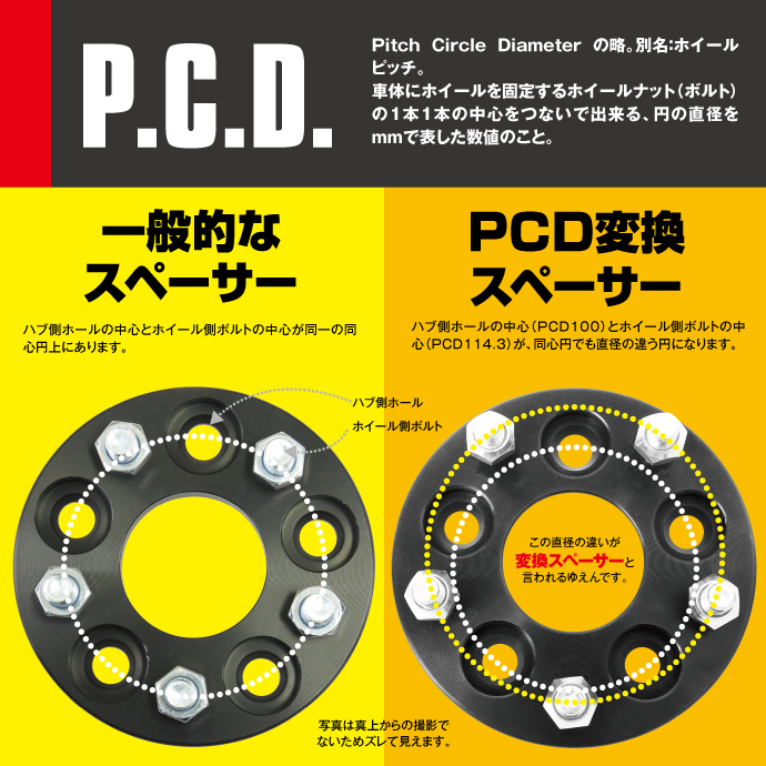 Azzurri】 PCD変換スペーサー 5H P1.5 15mm PCD100→PCD114.3 2枚セット